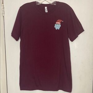 Maroon Graphic Tee with Santa Hat Design